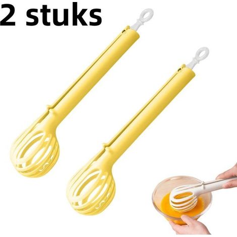Pince à œufs 2 pièces - Pince à œufs - Pince à nouilles - Cuillère à œufs multifonctionnelle - Cuillère à œufs mixeur - Jaune (1/5)