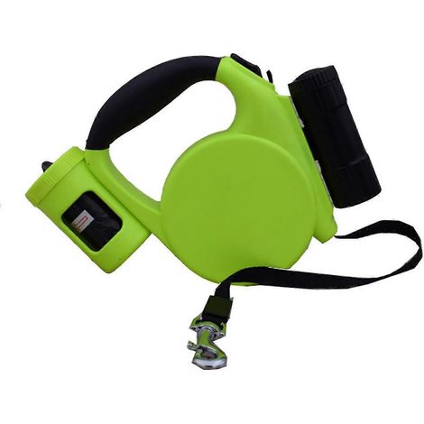 Laisse rétractable pour chien avec lampe torche amovible et support de rangement pour sacs à déjections canines, frein à une main-AquaForge