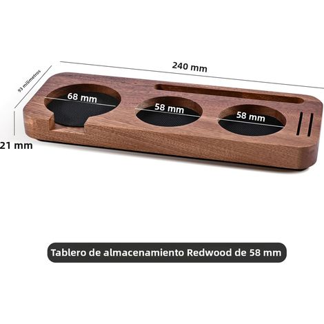 Support de Base pour Tamper à Café 51MM 54MM 58MM Station de Barista avec Matrice de Coton pour Portafiltre Accessoires d'Espresso en Noyer (1/4)