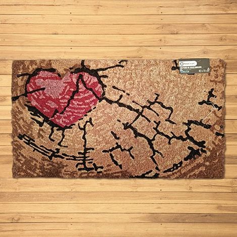 Felpudo de coco natural 15mm-Coraz贸n 40x70cm