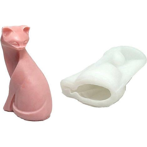 Moules en silicone 3D pour bougies, moules à chats abstraits, moules en argile, moules d'animaux