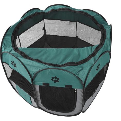 Parc à jeux portable pour animaux de compagnie, tente pliante, maison pour chien et chat, parc extérieur, salle de jeux pour animaux de compagnie XBD82 Vert Gris sans jouets pour bouilloire S (1/5)
