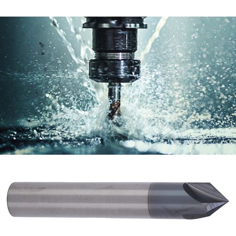 Fraises à chanfreiner 3 dents 90° en acier tungstène pour fraisage, polissage et gravure CNC - D6 x 90° x 50L (1/5)