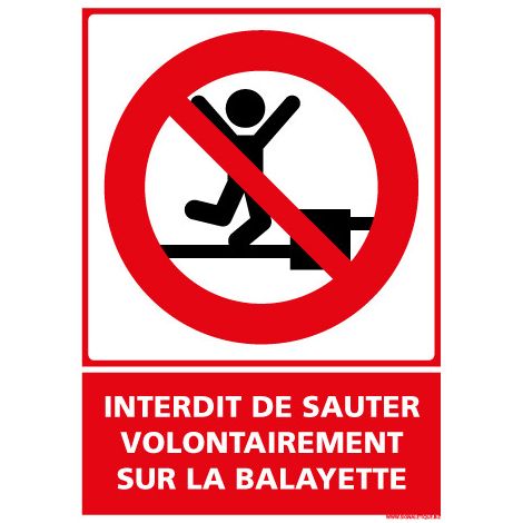 PANNEAU INTERDIT DE SAUTER VOLONTAIREMENT SUR LA BALAYETTE (D1151) - Adhésif - 75 x 105 mm