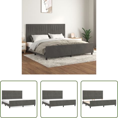 Kopfteil - Bettgestell ohne Matratze Dunkelgrau 200x200 cm Samt (1/5)
