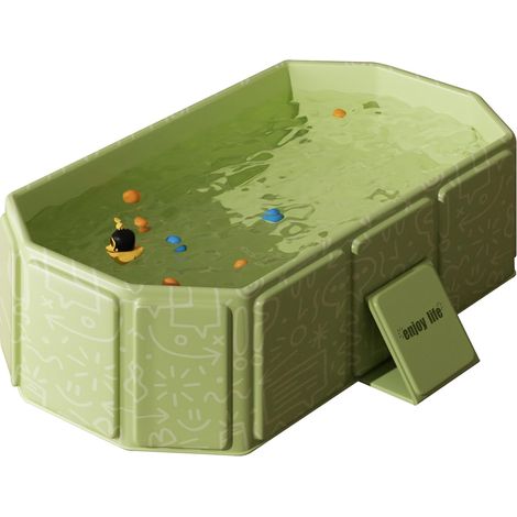 Baignoire Biegsam Bébé Nourrisson Tout-Petit Base Antidérapante Rangement Facile Petite Surface Vert Graffiti - AUTRES