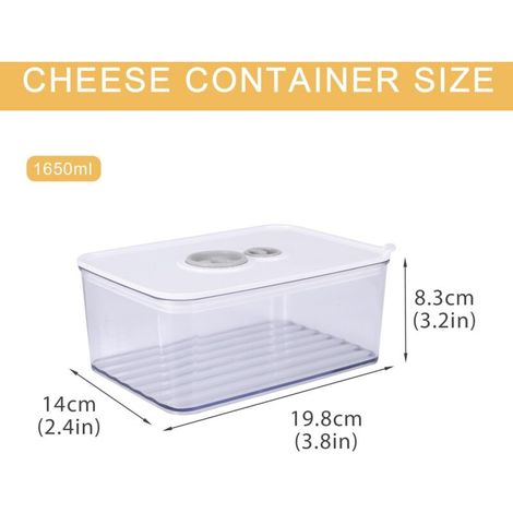 Contenitore per formaggi da 1650 ml da conservare in frigorifero, con coperchio ermetico e timer. Contenitore impilabile che può essere utilizzato anche come pratico e facile da pulire tagliere per fo (1/4)