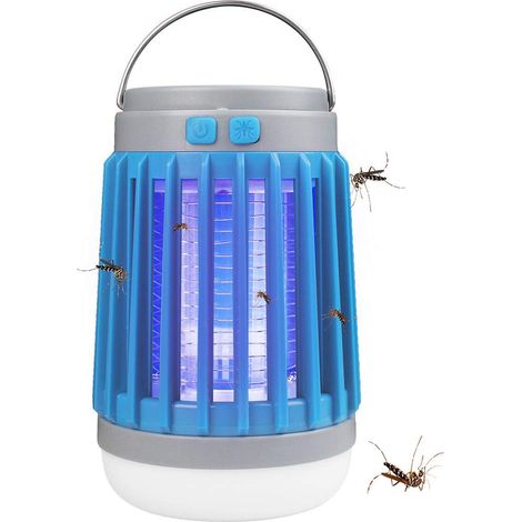 Luce solare a LED da 10 W, repellente per zanzare con luce UV e corrente ad alta tensione, IP67 impermeabile, blu (1/5)