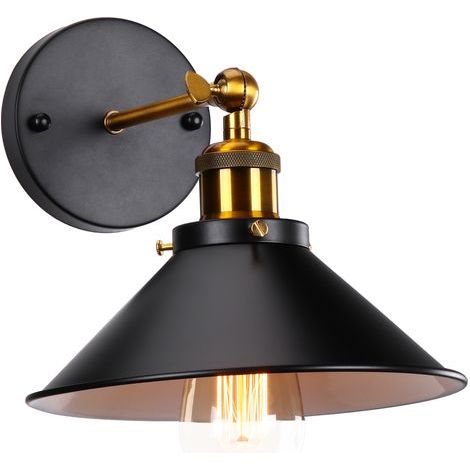 Applique Murale Industrielle Vintage Design Style RétroLuminaire Métal Rotation à 180 Degrés - Noir et blanc (1/5)