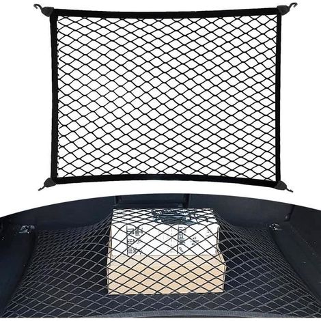 Filet Coffre Voiture 60x80cm Filet Voiture Rangement Filet à Bagages Fixe en Nylon Super Élastique Renforcement pour Voitures (1/4)