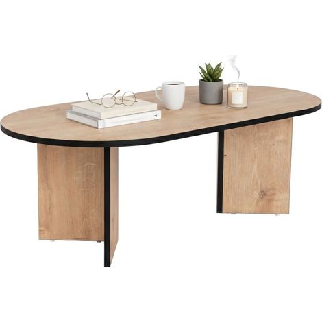 Dmora - Tavolino da salotto Elain, Tavolo basso da caffè, Portariviste per divano, Ripiano da soggiorno, 119x60 h40 cm, Quercia e Nero