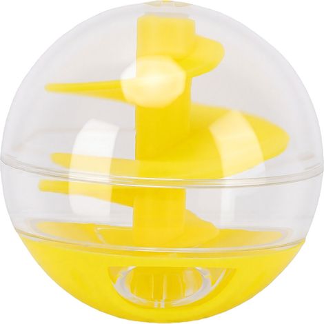 Distributeur de friandises pour chat, jouet interactif, balle à alimentation lente pour animaux de compagnie, entraînement, jeu jaune (1/5)