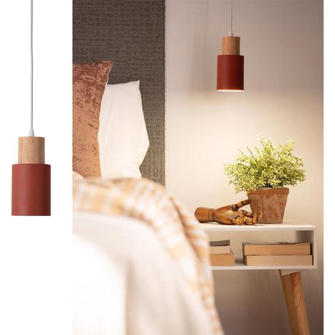 Lámpara colgante KIRA metal marrón madera E27 (1/5)