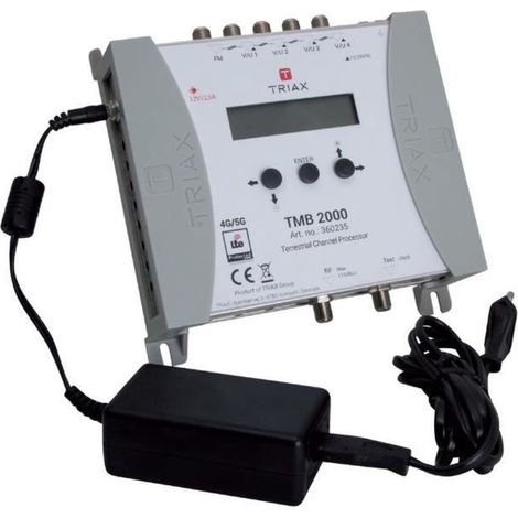 Amplificateur terrestre multibande VHF/UHF FM TMB 2000 - 5 Entrées 1 Sortie Gain UHF 55 dB, 12 V 24 V, Protection LTE 4G / 5G