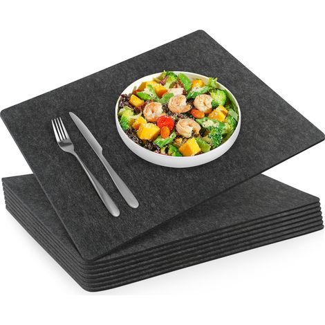 Set mit 8 Filz-Platzsets, 44 x 32 cm, waschbar, 3 mm dicker Filz, grau, geeignet für Esstische.