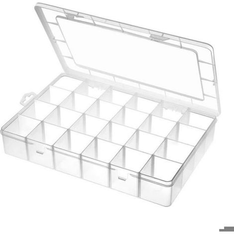 Grande Boîte de Rangement en Plastique à 24 Compartiments avec Séparateurs Réglables Boîte de Rangement Transparente pour Bijoux (1/5)