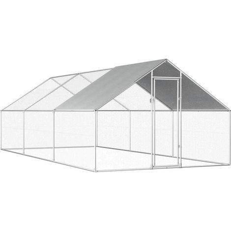 Pollaio da esterno 2,75 x 6 x 1,92 m tetto in acciaio zincato PE 020001685