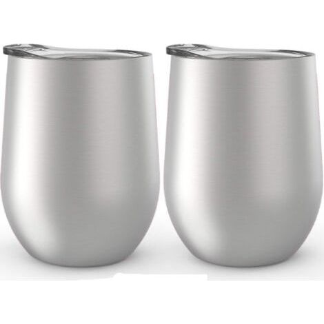Edelstahl-Weingläser ohne Henkel, 2er-Set, 35 cl. Doppelwandige, vakuumisolierte Weingläser mit Deckel (2er-Set). (1/5)