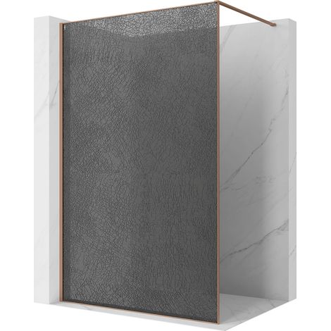 Mexen Kioto Duschwand Walk-in 100 x 200 cm, Crackle Grafit 12 mm, gebürstetes Kupfer - 800-100-101-65-44-X (1/5)