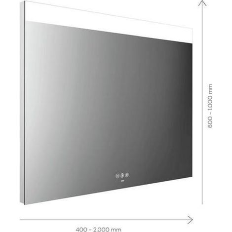 Miroir lumineux LED MI 250+ avec éclairage transparent, écran tactile 1300x800mm
