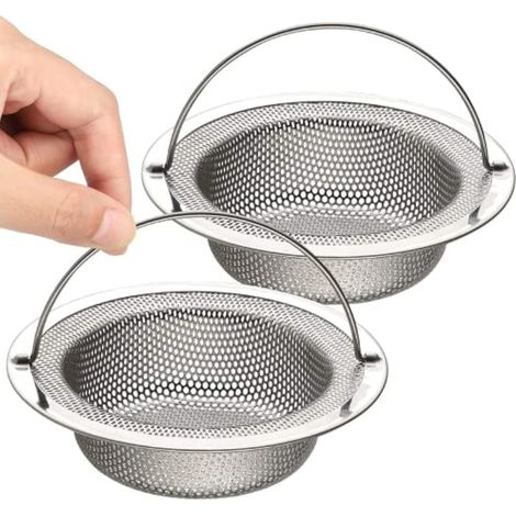 CCYKXA 2 Pack Kitchen Sink Strainer, Stainless Steel Sink Drain Strainer with Lifting Handle, Outer Diameter 11cm x Height 2cm (1/4)