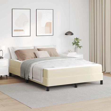 Bettrahmen mit Matratze Creme 140 x 200 cm Stoff vidaXL (1/5)