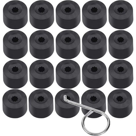 20 pièces 17 mm Écrou de Roue Capuchon Boulon Couvre Universel Hexagonal Pneu Écrou Couvre Boulon Couverture Voiture Roue Caps Noir avec Outil de Démontage (1/4)