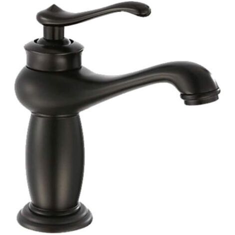 Cuivre Noir Ancien Robinet de Cuisine de Salle de Bain monotrou monocommande mitigeur Eau Froide-Chaude Lampe Cuisine Canal Robinet Simple Connexion (1/4)