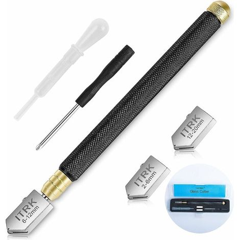 SHINING HOUSE Cortador de vidrio de 2 mm a 20 mm. Herramienta para cortar vidrio, estilo lápiz. Punta de carburo para cortar vidrio, azulejos, espejos y mosaicos. (1/5)