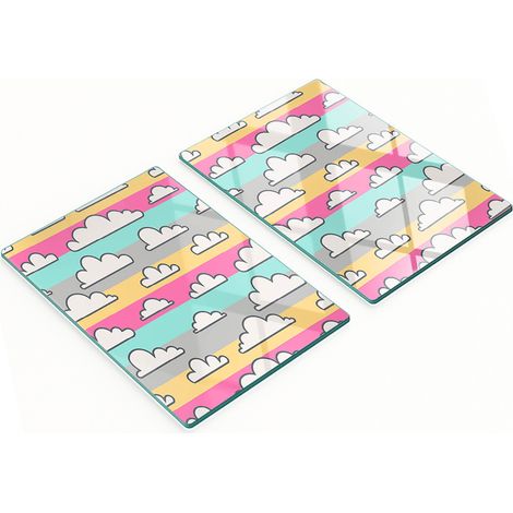Tableros de vidrio decorativos multifuncionales con estampado de nubes, 2x40x52 cm.