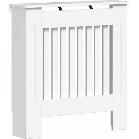 Cache-radiateur moderne bois d'ingénierie 78 x 19 x 81,5 cm design épuré rangement en blanc brillant (1/5)