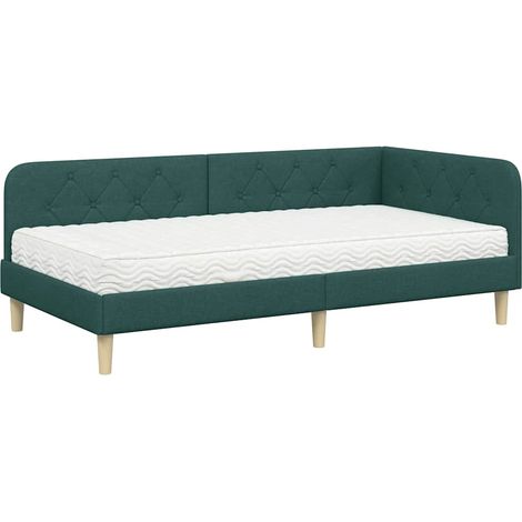 Maison Exclusive - Cornice del letto ad angolo Verde Scuro 90 x 190 cm Tessuto