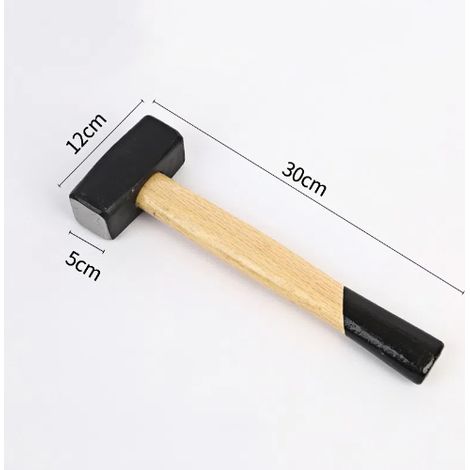 Marteau à pierre avec manche en bois, manche en hickory, acier à haute teneur en carbone, poids : 2100 g (1/4)