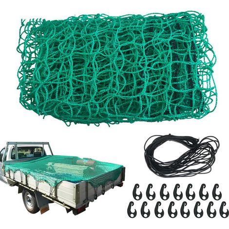Anhängernetz 2x3m Grün, reißfest mit 15 Haken, Ladungssicherung (1/5)