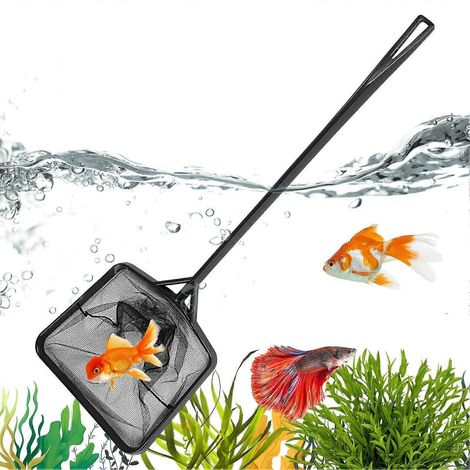 Filet de pêche de protection à mailles fines, adapté aux aquariums ou aux bassins, avec une poignée ergonomique, disponible en deux tailles. (1/5)