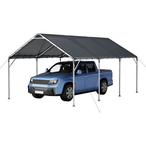 610x396x308 cm Carport für draußen, robustes Garagenzelt mit verzinktem Stahlrahmen (1/5)