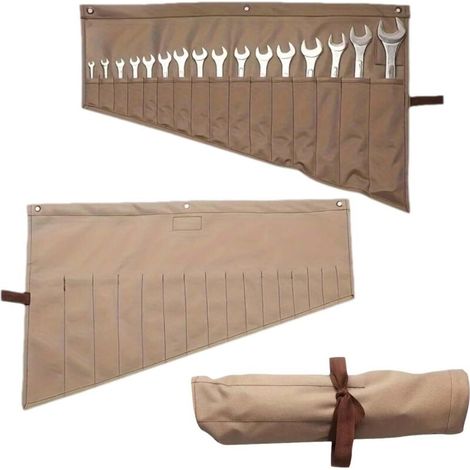 16-Compartment Multipurpose Tool Bag, Tool Kit, Multifunctional Tool Bag, Roll-Up Organizer Bag, Roll-Up Tool Bag, Tool Roll, Suitable for Wrench Storage (1/5)