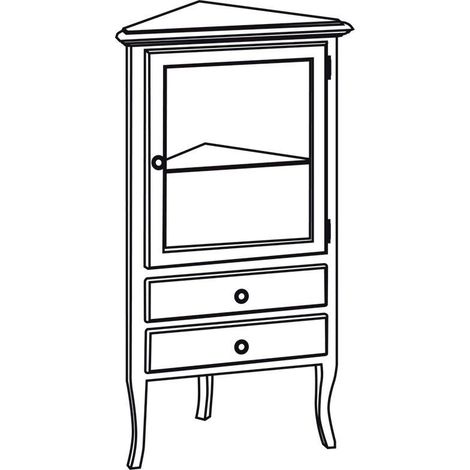 RETRO Meuble de rangement d'angle 60x120x47cm, droite/blanc vieilli