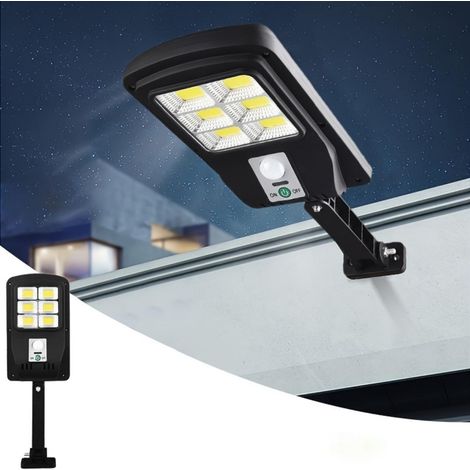 Farolas LED solares para exteriores con sensor de movimiento, mando a distancia y 3 modos de funcionamiento, para montaje en pared (negras). (1/5)