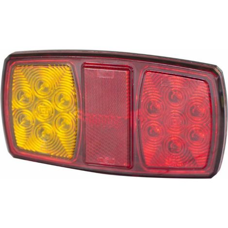 Feu arrière gauche Led 12 V 3 fonctions + catadioptre 150x80 mm