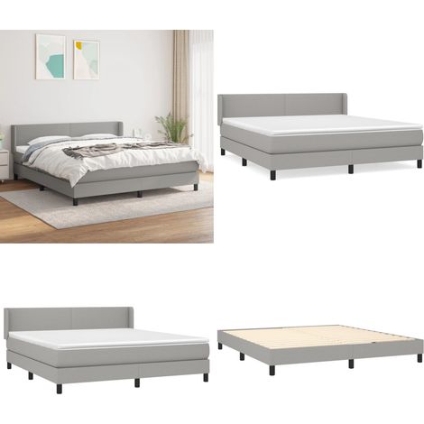 Boxspringbett mit Matratze Hellgrau 160x200 cm Stoff - Boxspringbett - Doppelbett - Bettenrahmen - Lattenrost - Matratze - Home & Living (1/5)