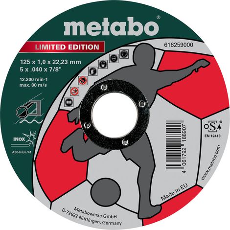 Metabo Limited Edition Soccer 125 x 1,0 x 22,23 mm, Inox, Trennscheibe, gerade Ausführung 100 Stk (1/3)