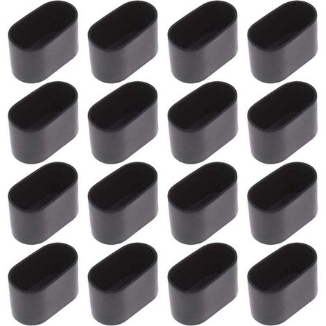 16 pcs Chaise Jambe Cap Chaise Jambe Protection Sol Protection Pied Caps pour Chaise Pliante Tube Ovale, en Plastique (Noir16 pièces / 20x40mm) (1/4)