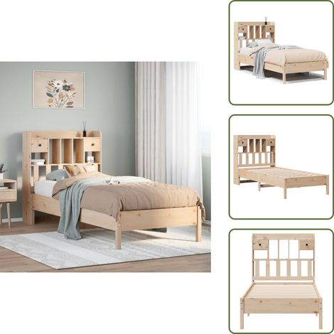 Lit bibliothèque sans matelas 75x190 cm bois de pin massif - Lit Bibliothèque - Lits Bibliothèque - Lit - Lit Simple (1/5)