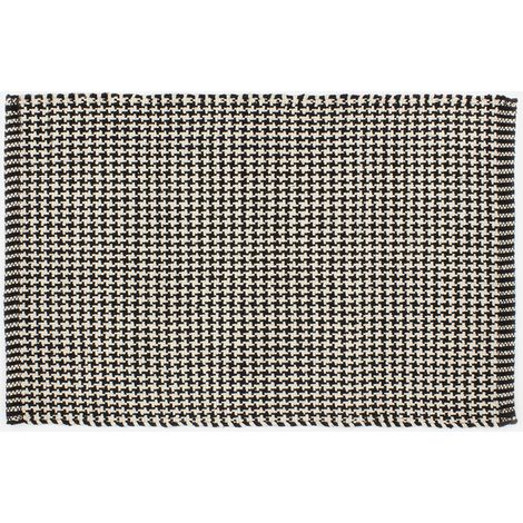 BATHBAZAAR - Tapis de bain noir et blanc Pied de Poule