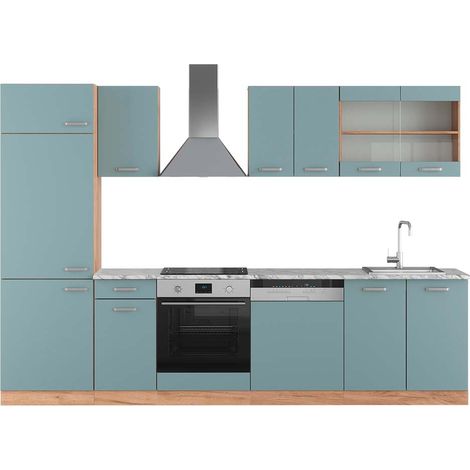 Mueble de cocina R-Line, Roble azul-gris-dorado, 300 cm , ET Mármol, Vicco (1/5)