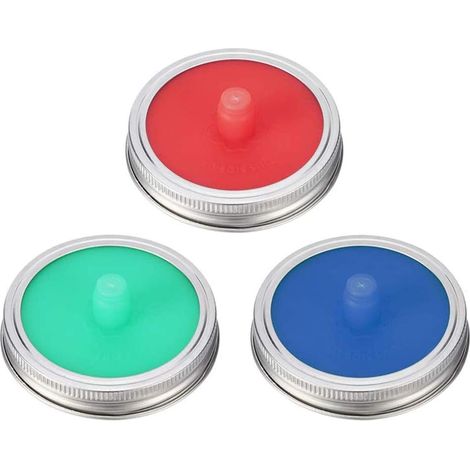 Lot de 3 Couvercles de fermentation, Valve unidirectionnelle, Silicone alimentaire, Pour bocaux à large ouverture (1/5)