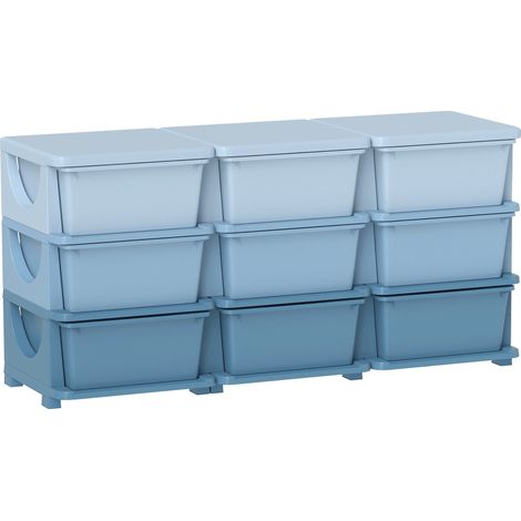Children's Storage Box, 9 Drawers, Blue, Plastic