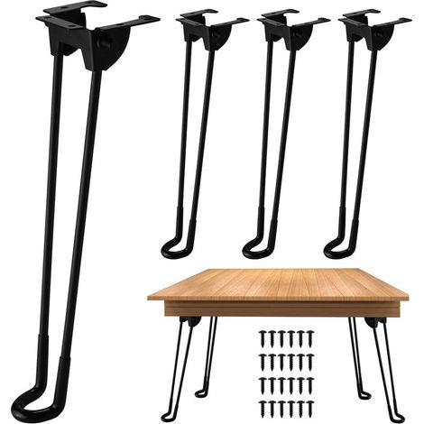 4-teiliges Tischbein-Set aus klappbaren Metallbeinen für DIY-Möbel, Couchtische oder Beistelltische. Inklusive Schrauben und Klebepads, robust und langlebig. (1/5)