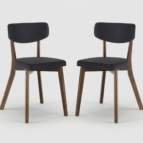 Set 2 sedie da pranzo in legno imbottite Tokyo Evolution - Grigio Scuro